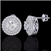 Image 2 : Genuine 1.20 CTW Micro Pave Diamond Designer Earrings 18Kdouble Halo Gold - 20197-REF#102K5T