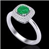 Image 2 : Natural 1.16 CTW Emerald & Micro Pave Diamond Ring Solitaire Double Halo 18K Gold - 21028-REF#66M8H
