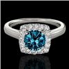 Image 1 : Genuine 1.37 CTW Certified Fancy Blue Genuine Diamond Solitaire Halo Ring Gold - 33414-REF#112H5R