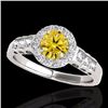 Image 1 : Genuine 1.55 CTW Certified Fancy Intense Genuine Diamond Solitaire Halo Ring Gold - 34367-REF#118F3M