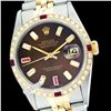 Image 1 : Rolex Men's 2Tone 14K Gold/ SS, QuickSet, Diam/Ruby Dial & Diam/Ruby Bezel - REF#458T2V