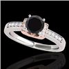 Image 1 : Genuine 1.11 CTW Certified Black Genuine Diamond Solitaire Ring Two Tone Gold - 34832-REF#46K3T