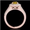 Image 2 : Genuine 1.70 CTW Certified Fancy Intense Genuine Diamond Solitaire Halo Ring Gold - 33975-REF#133K5T