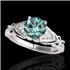 Image 1 : Genuine 1.10 CTW Certified Fancy Blue Genuine Diamond Solitaire Ring Two Tone Gold - 35205-REF#98V7F