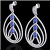 Image 1 : Genuine 4.0 CTW Tanzanite & Micro Pave Diamond Certified Designer Earrings 18K Gold - 22461-REF#207X