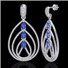 Image 2 : Genuine 4.0 CTW Tanzanite & Micro Pave Diamond Certified Designer Earrings 18K Gold - 22461-REF#207X