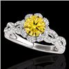 Image 1 : Genuine 1.69 CTW Certified Fancy Intense Genuine Diamond Solitaire Halo Ring Gold - 34112-REF#134V2F