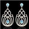Image 2 : Genuine 6.40 CTW Topaz & Micro Pave Diamond Certified Designer Earrings 14K Gold - 22433-REF#243M4H