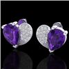 Image 1 : Natural 2.50 CTW Amethyst & Micro Pave Diamond Certified Earrings 10K Gold - 20064-REF#25M5H