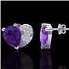 Image 2 : Natural 2.50 CTW Amethyst & Micro Pave Diamond Certified Earrings 10K Gold - 20064-REF#25M5H
