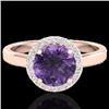 Natural 2.0 CTW Amethyst & Halo Diamond Micro Pave Ring Solitaire Bridal 14K Gold - 21616-REF#41G2W