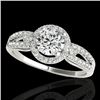 Genuine 1.25 CTW Certified G-I Genuine Diamond Bridal Solitaire Halo Ring Gold - 34087-REF#102G7W