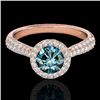 Genuine 1.40 CTW Certified Fancy Blue Genuine Diamond Solitaire Halo Ring Gold - 33304-REF#108Y2V