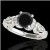 Genuine 1.20 CTW Certified Black Genuine Diamond Solitaire Antique Ring Gold - 34678-REF#52Y5V