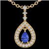 Image 2 : Natural 1.15 CTW Tanzanite & Micro Pave Diamond Necklace Designer 14K Gold - 23174-REF#56Y2V