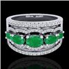 Image 1 : Natural 2.25 CTW Emerald & Micro Pave Diamond Certified Designer Ring 10K Gold - 20800-REF#59H5R