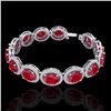 Image 2 : Genuine 22 CTW Ruby & Micro Pave Diamond Certified Bracelet 10K Gold - 22695-REF#226W4K