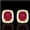 Image 1 : Genuine 2.50 CTW Ruby & Micro Pave Diamond Certified Halo Earrings 10K Gold - 22869-REF#31T5X