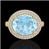 Image 2 : Natural 4.0 CTW Aquamarine & Micro Pave Diamond Certified Ring 18K Gold - 20906-REF#90X9A