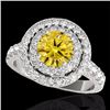 Image 1 : Genuine 3.0 CTW Certified Fancy Intense Genuine Diamond Solitaire Halo Ring Gold - 34227-REF#238H2R