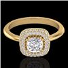 Image 1 : Natural 1.16 CTW Micro Pave Diamond Bridal Engagement Ring Solitaire Halo 18K Gold - 21032-REF#102G8