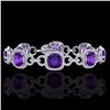 Image 1 : Genuine 30 CTW Amethyst & Micro Pave Diamond Certified Bracelet 14K Gold - 23015-REF#267A6N