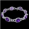 Image 2 : Genuine 30 CTW Amethyst & Micro Pave Diamond Certified Bracelet 14K Gold - 23015-REF#267A6N