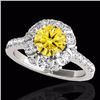 Image 1 : Genuine 2.05 CTW Certified Fancy Intense Genuine Diamond Solitaire Halo Ring Gold - 33916-REF#143R7Z