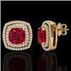 Image 2 : Natural 3.0 CTW Ruby & Micro Pave Diamond Certified Halo Earrings 18K Gold - 20170-REF#83A7N