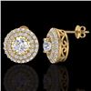 Image 2 : Natural 1.20 CTW Micro Pave Diamond Designer Earrings 18Kdouble Halo Gold - 20198-REF#102Z5Y