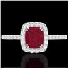 Image 1 : Natural 1.25 CTW Ruby & Micro Pave Diamond Certified Halo Ring 10K Gold - 22908-REF#25M8H