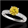 Image 1 : Genuine 1.18 CTW Certified Fancy Intense Genuine Diamond Solitaire Antique Ring Gold - 34610-REF#95X