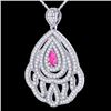 Image 2 : Genuine 2.0 CTW Pink Sapphire & Micro Pave Diamond Designer Necklace In 18K Gold - 21267-REF#123T5X