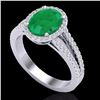 Image 2 : Natural 3.0 CTW Emerald & Micro Pave Diamond Halo Solitaire Bridal Ring 18K Gold - 20938-REF#57A8N