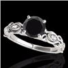 Image 1 : Genuine 1.10 CTW Certified Black Genuine Diamond Solitaire Antique Ring Gold - 34633-REF#47H5R
