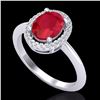 Image 2 : Natural 2.0 CTW Ruby & Micro Pave Diamond Bridal Ring Solitaire Halo 18K Gold - 21018-REF#43N9G