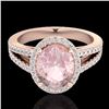 Image 1 : Genuine 3.0 CTW Morganite & Micro Pave Diamond Halo Solitaire Bridal Ring 14K Gold - 20943-REF#74W3K