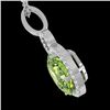 Image 2 : Natural 3.0 CTW Peridot & Micro Pave Solitaire Halo Diamond Necklace 14K Gold - 22766-REF#41V5F