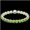 Image 2 : Genuine 40 CTW Peridot & Micro Pave Diamond Halo Designer Bracelet 14K White Gold - 23317-REF#203Y4V