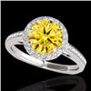 Image 1 : Genuine 1.30 CTW Certified Fancy Intense Diamond Solitaire Halo Ring 2 Tone Gold - 34341-REF#109W5K