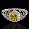 Image 1 : Genuine 1.22 CTW Certified Fancy Intense Genuine Diamond Solitaire Halo Ring Gold - 33785-REF#108V2F