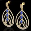 Image 1 : Genuine 4.0 CTW Tanzanite & Micro Pave Diamond Certified Designer Earrings 18K Gold - 22463-REF#207V