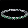 Image 2 : Natural 15 CTW Emerald & Diamond Certified Eternity Bracelet 10K Gold - 21448-REF#67H8R
