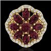 Image 2 : Genuine 3.0 CTW Garnet & Diamond Certified Cluster Designer Halo Ring Gold - 20783-REF#44A2N