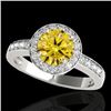 Image 1 : Genuine 1.40 CTW Certified Fancy Intense Genuine Diamond Solitaire Halo Ring Gold - 34349-REF#111A2N