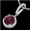 Image 1 : Genuine 2.75 CTW Garnet & Micro Pave Diamond Necklace Designer Halo 18K Gold - 23197-REF#33Y3V
