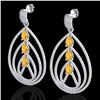 Image 1 : Natural 4.0 CTW Citrine & Micro Pave Diamond Certified Designer Earrings 18K Gold - 22452-REF#204A9N
