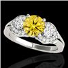 Image 1 : Genuine 1.70 CTW Certified Fancy Intense Genuine Diamond 3 Stone Bridal Ring Gold - 35347-REF#144N3G