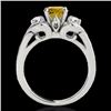 Image 2 : Genuine 1.70 CTW Certified Fancy Intense Genuine Diamond 3 Stone Bridal Ring Gold - 35347-REF#144N3G