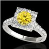 Image 1 : Genuine 2.0 CTW Certified Fancy Intense Genuine Diamond Solitaire Halo Ring Gold - 34139-REF#143W3K